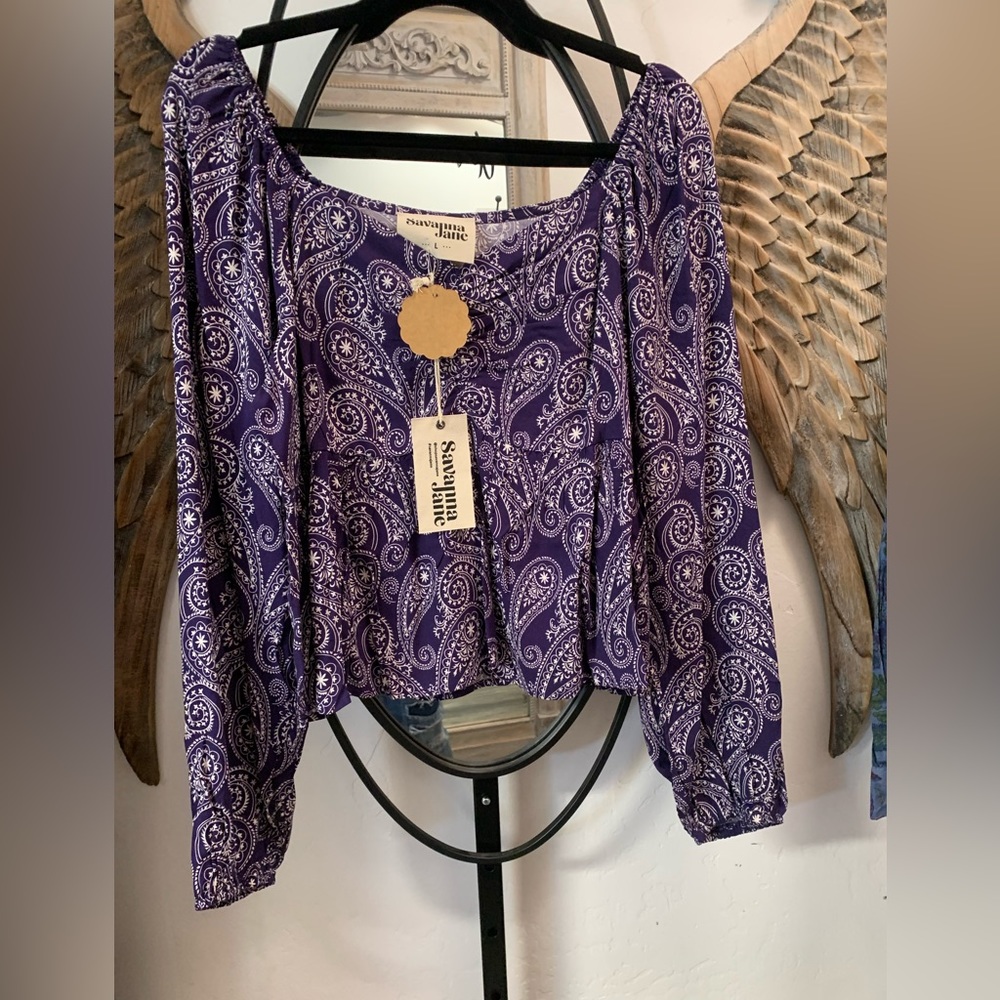 Savanna Jane Purple Paisley Women's Top